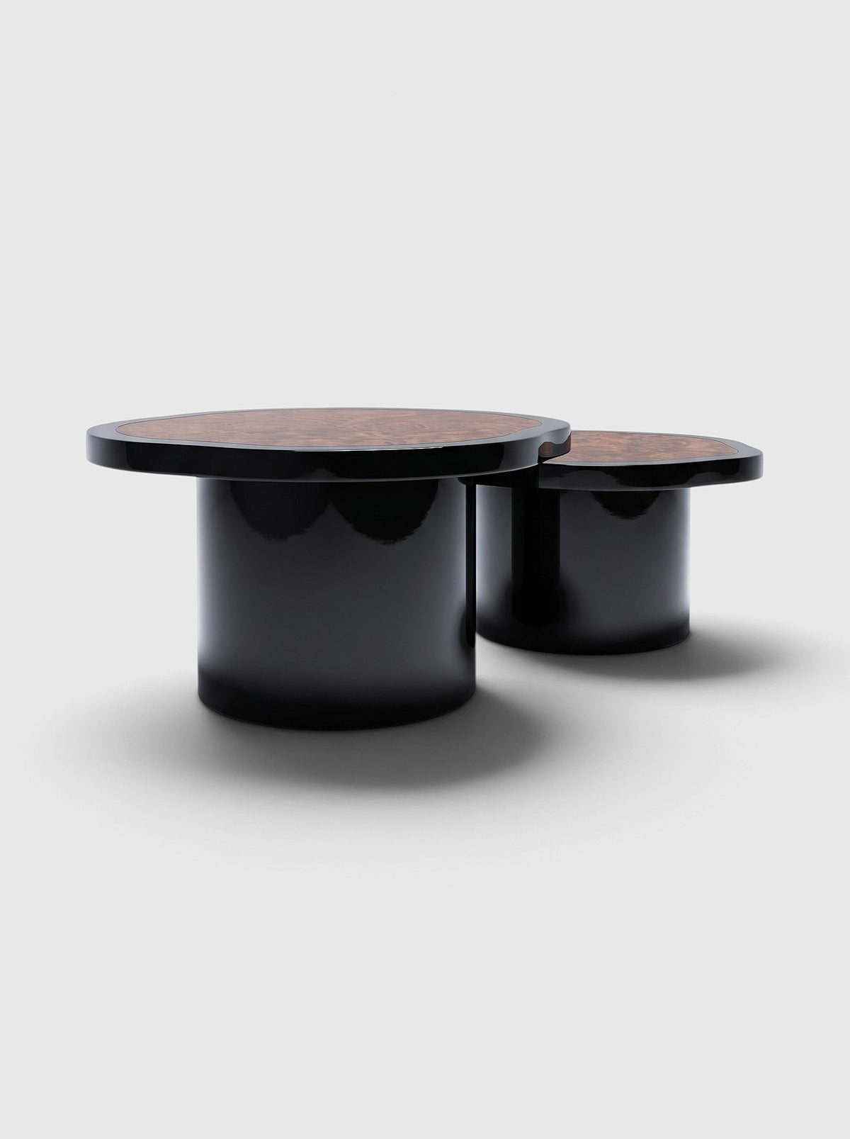 Wooden Black Lacquered And Dark Burl Joan Duo