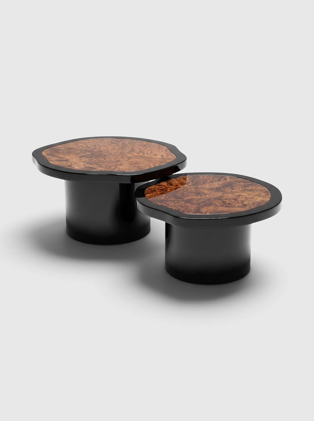 Wooden Black Lacquered And Dark Burl Joan Duo