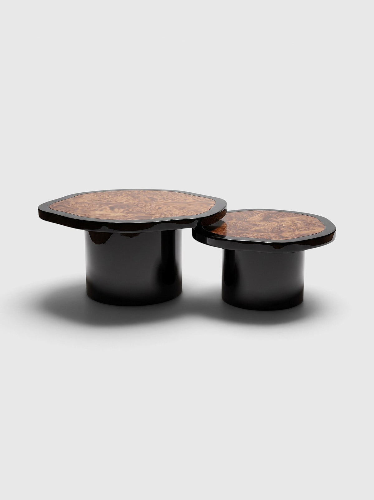 Wooden Black Lacquered And Dark Burl Joan Duo