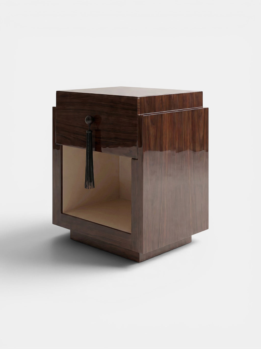 Leo Glossy Wood And Off-white