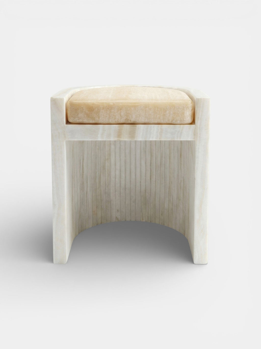 Loris chair in ivory onyx marble - sculptural Italian luxury seating furniture by MARBERA
