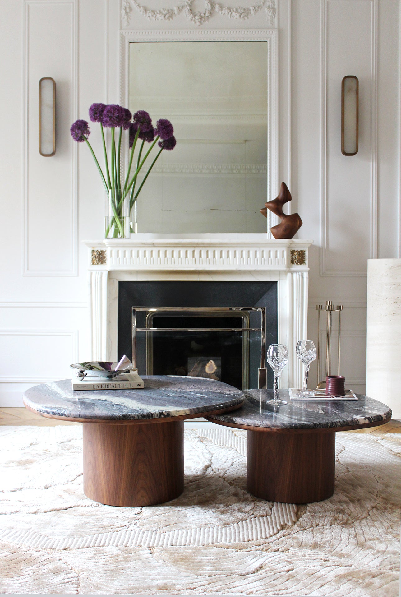 Alexis Duo Tables Cipolino Marble And Wood