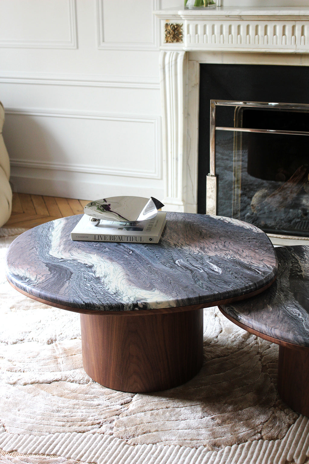 Alexis Duo Tables Cipolino Marble And Wood