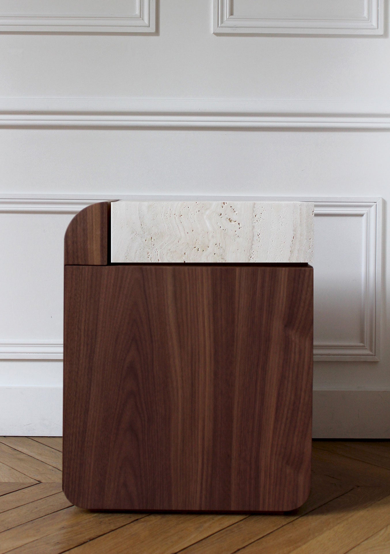 Amo Walnut and Ivory Onyx Storage Table