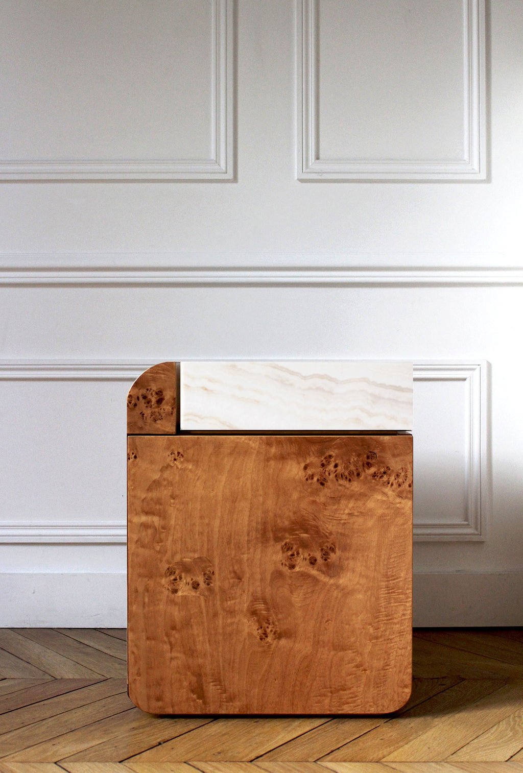 Amo Burl Wood Storage Table