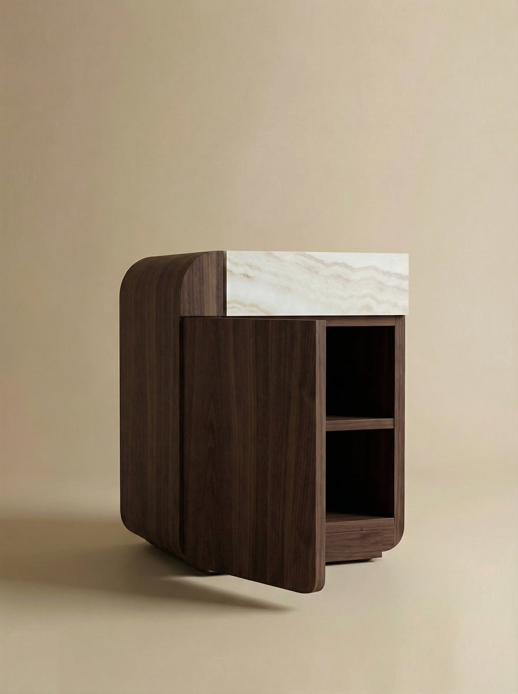 Amo Walnut and Ivory Onyx Storage Table