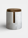 White Onyx And Brown Cushion Dolce Stool
