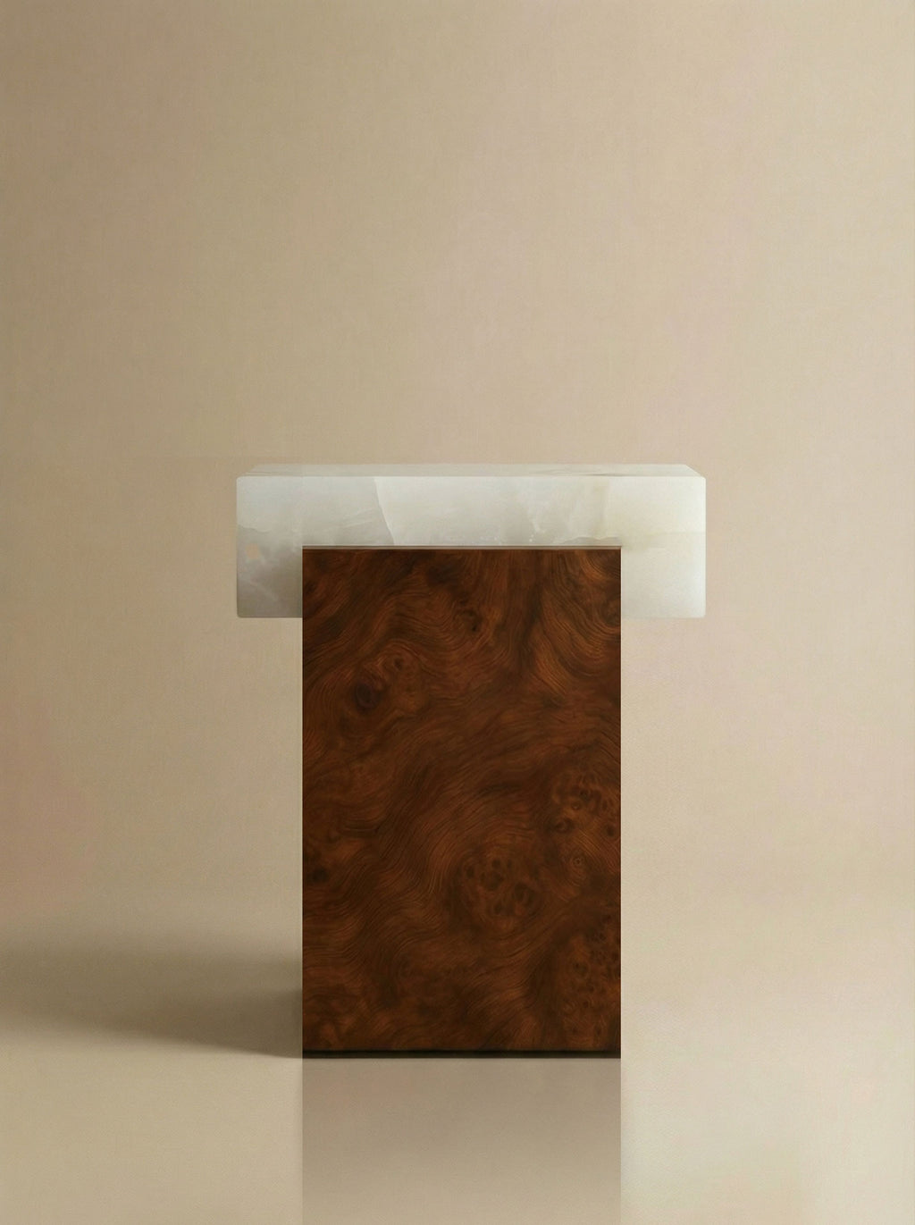 Gaia Burl Wood And White Onyx