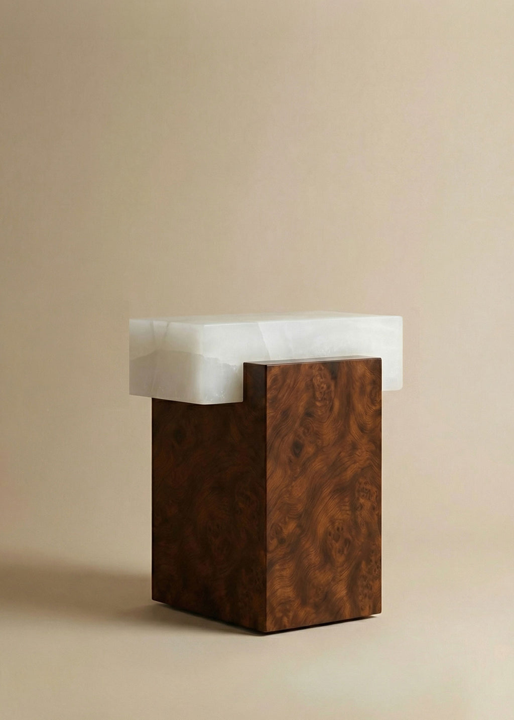 Gaia Burl Wood And White Onyx