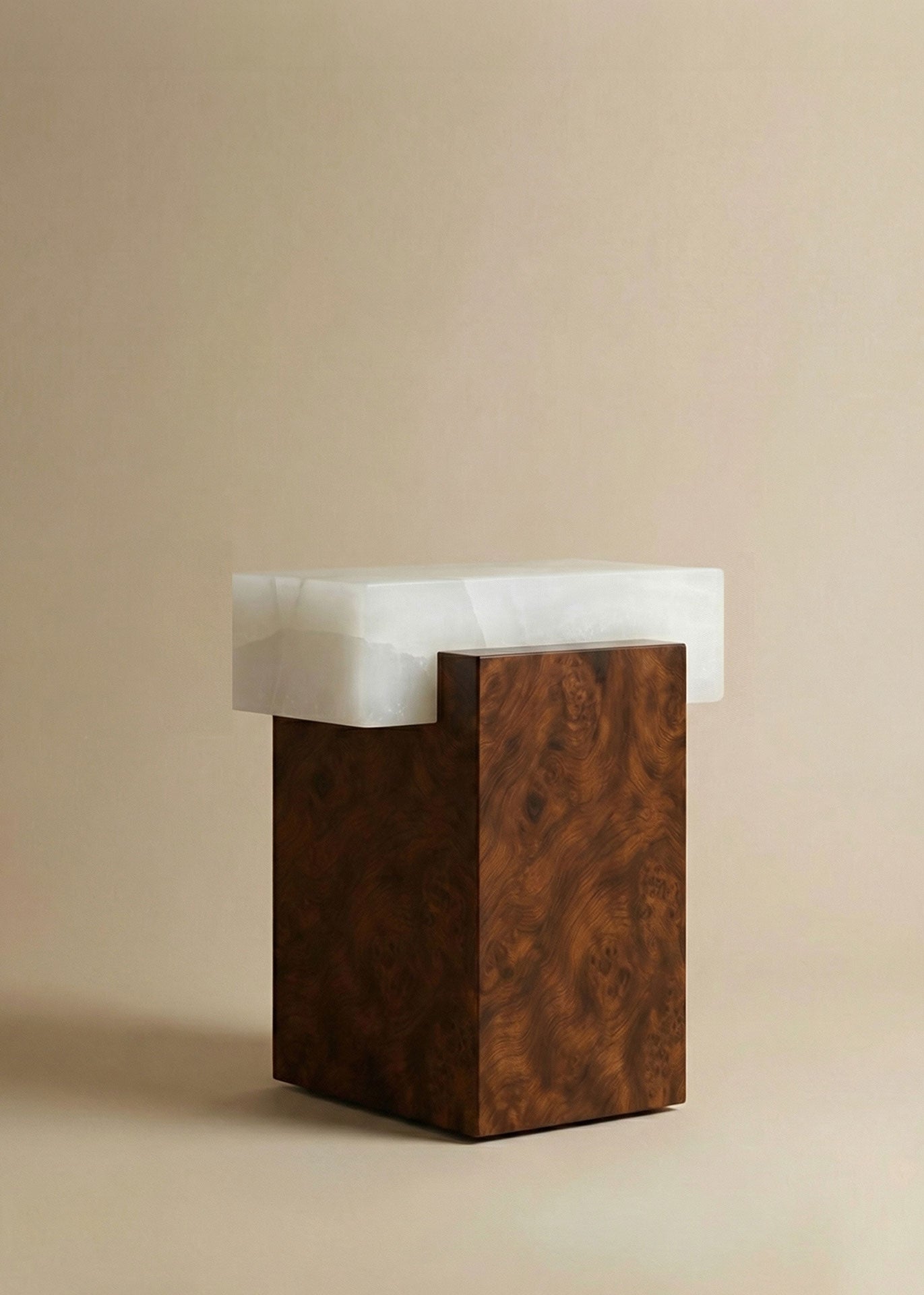 Gaia Burl Wood And White Onyx