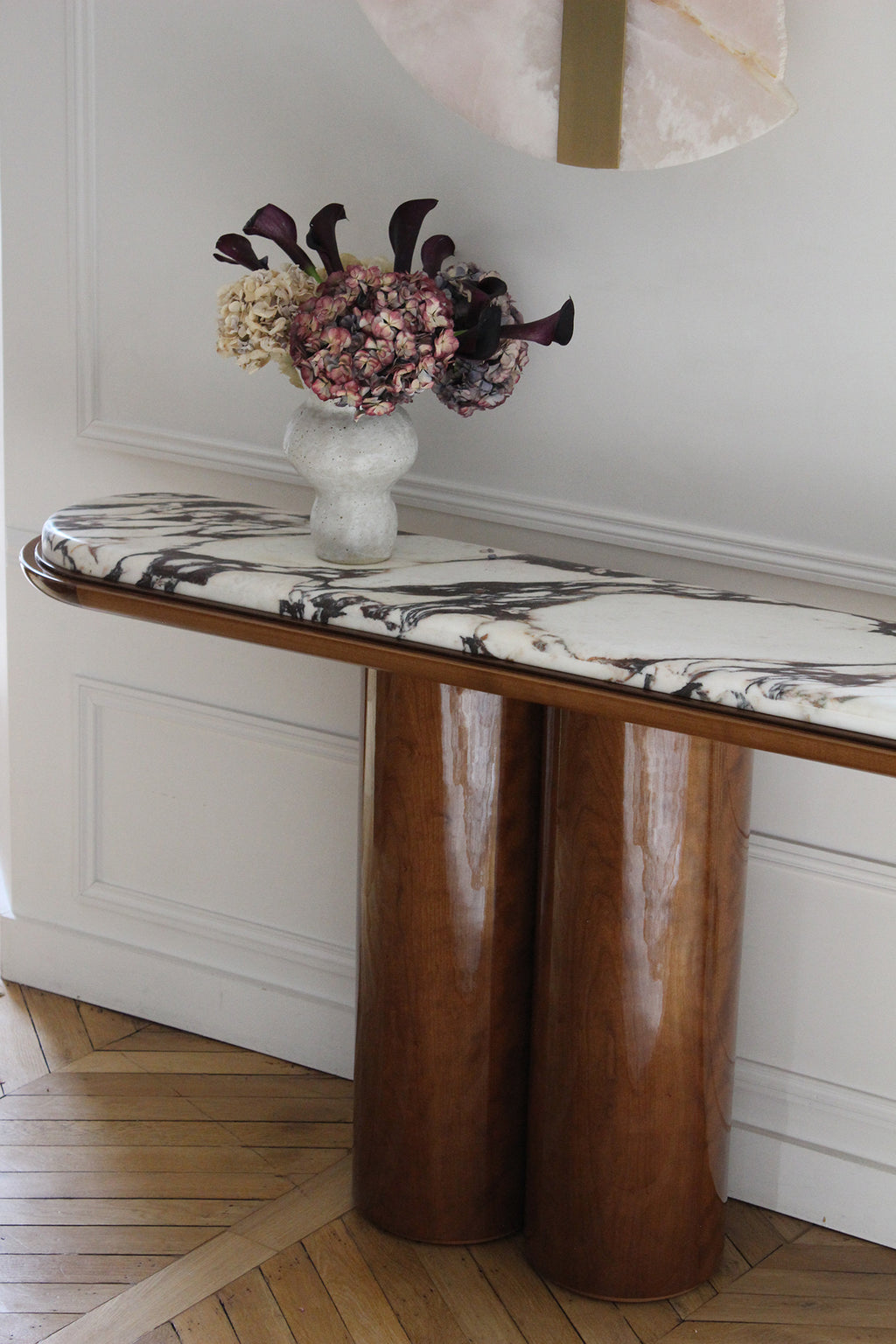 Ida Wood And Calacatta Viola Marble Console