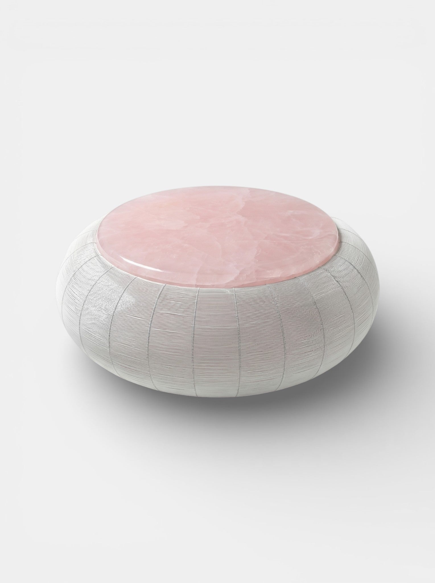 RB002 luxury marble table three-quarter left view - premium Italian crafted furniture with rose patterns