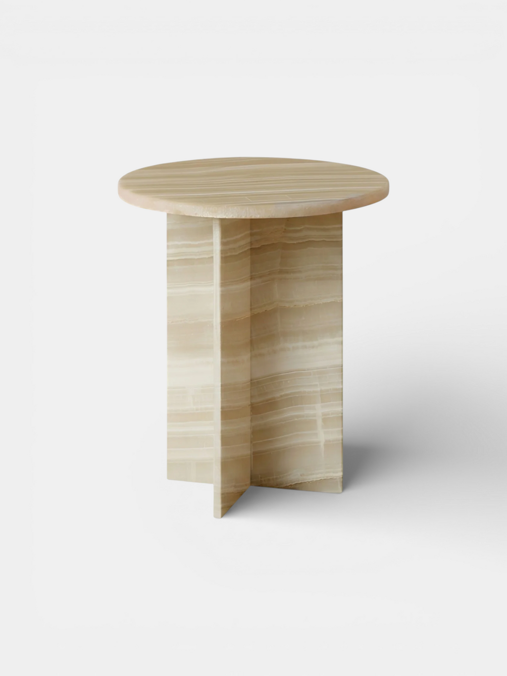 Sophisticated Rosie side table in creamy ivory onyx marble with subtle veining - MARBERA luxury design