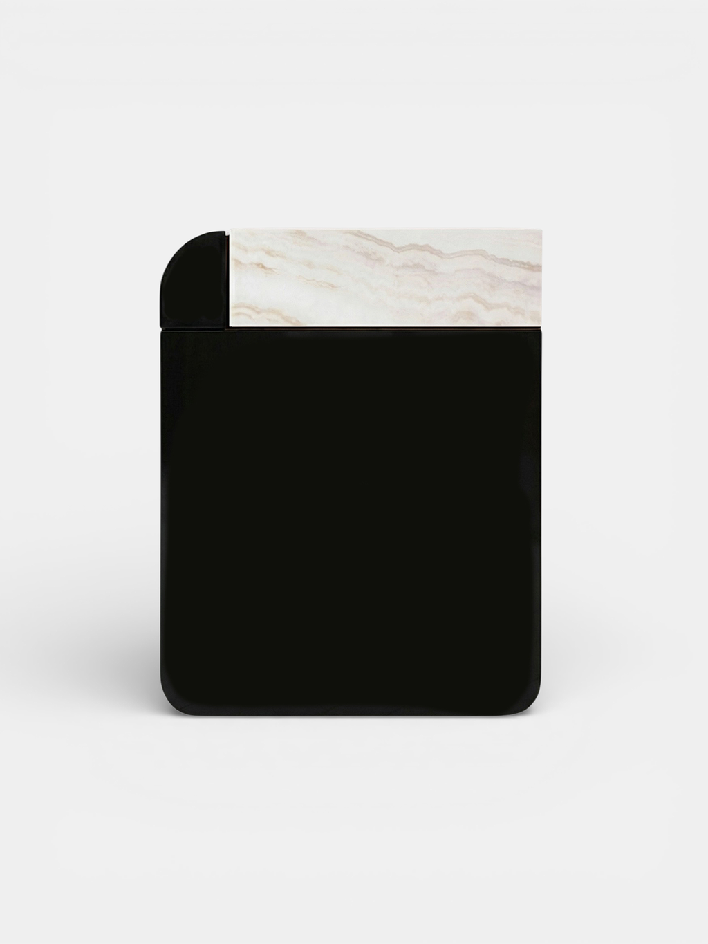 Elegant Amo black storage table with onyx accents - Italian luxury furniture MARBERA front view
