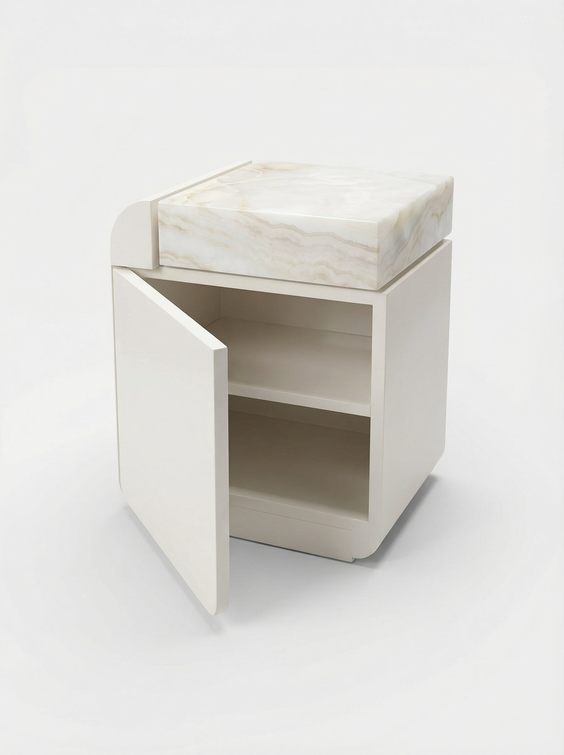 Amo Off-White and Ivory Onyx Storage Table