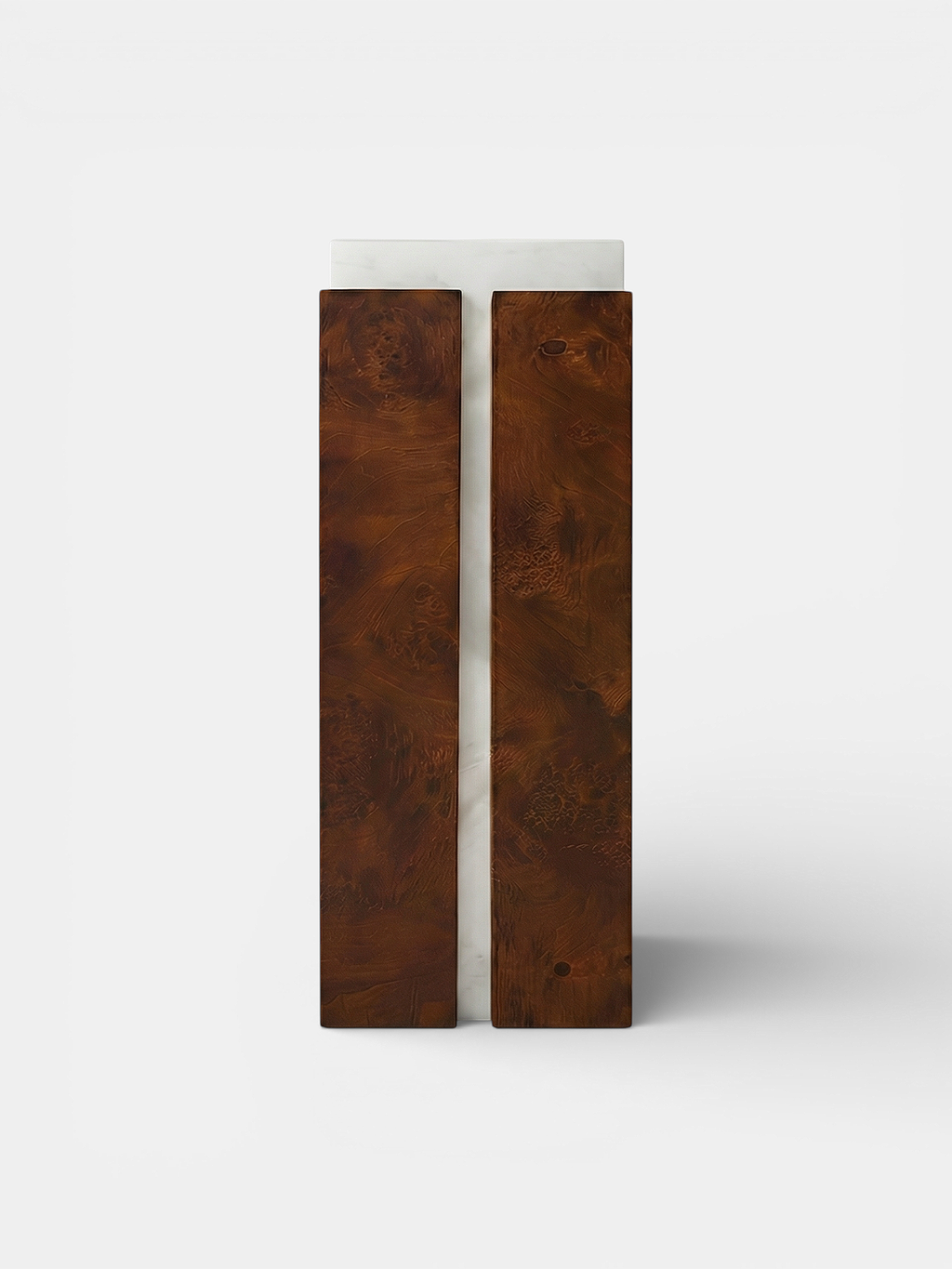 Como Plinth White Onyx and Brown Wood