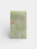 Green onyx plinth front view - Italian luxury marble pedestal with minimalist rectangular design