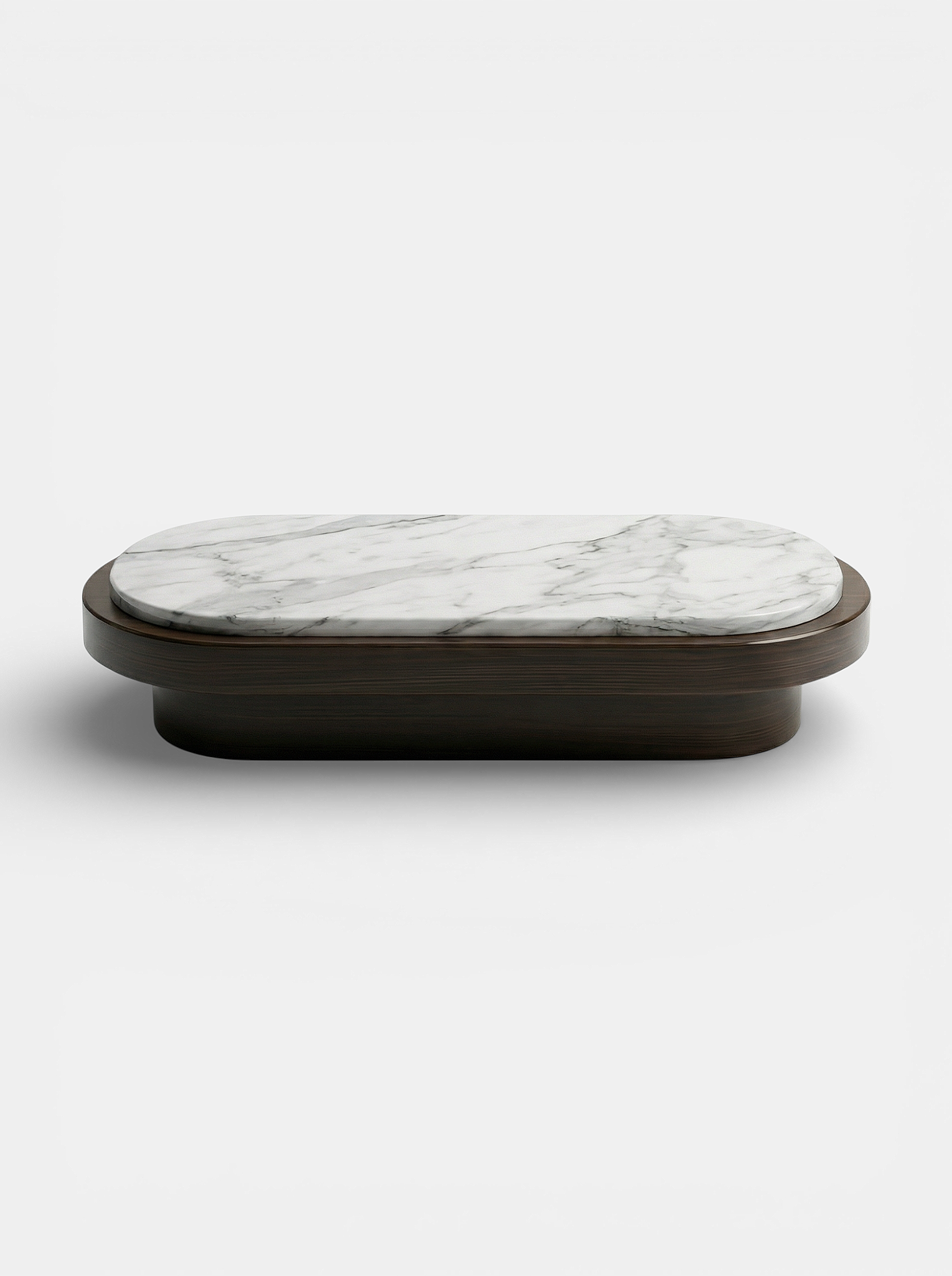 MARBERA Mirage coffee table Arabescato marble black wood Italian luxury furniture front back view