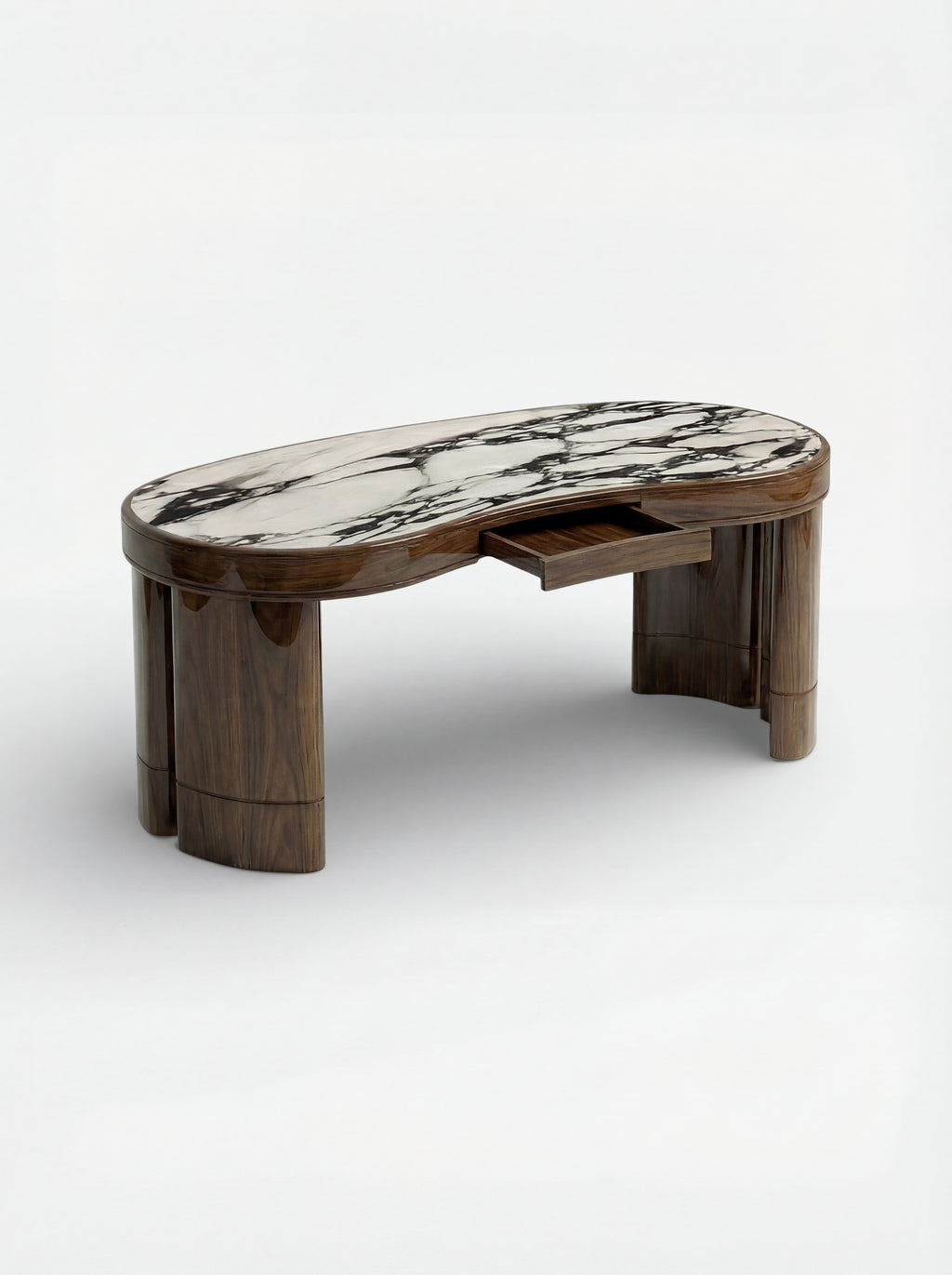 MARBERA Nicola Calacatta Marble Wood Desk Italian Luxury