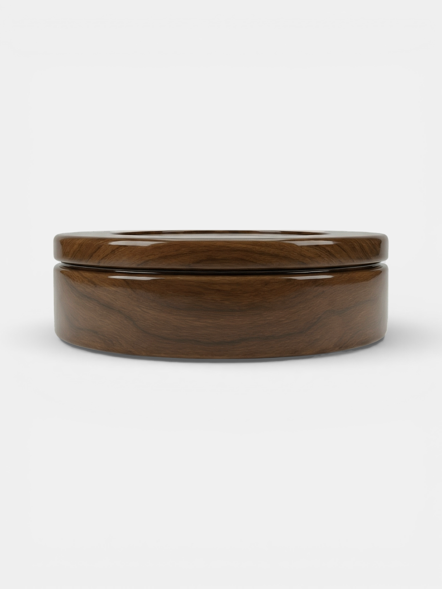 Back view of contemporary table combining natural wood with red marble - handcrafted design