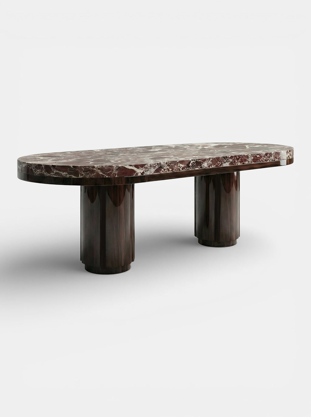 Mira Wood And Rosso Levanto Marble Dinning Table