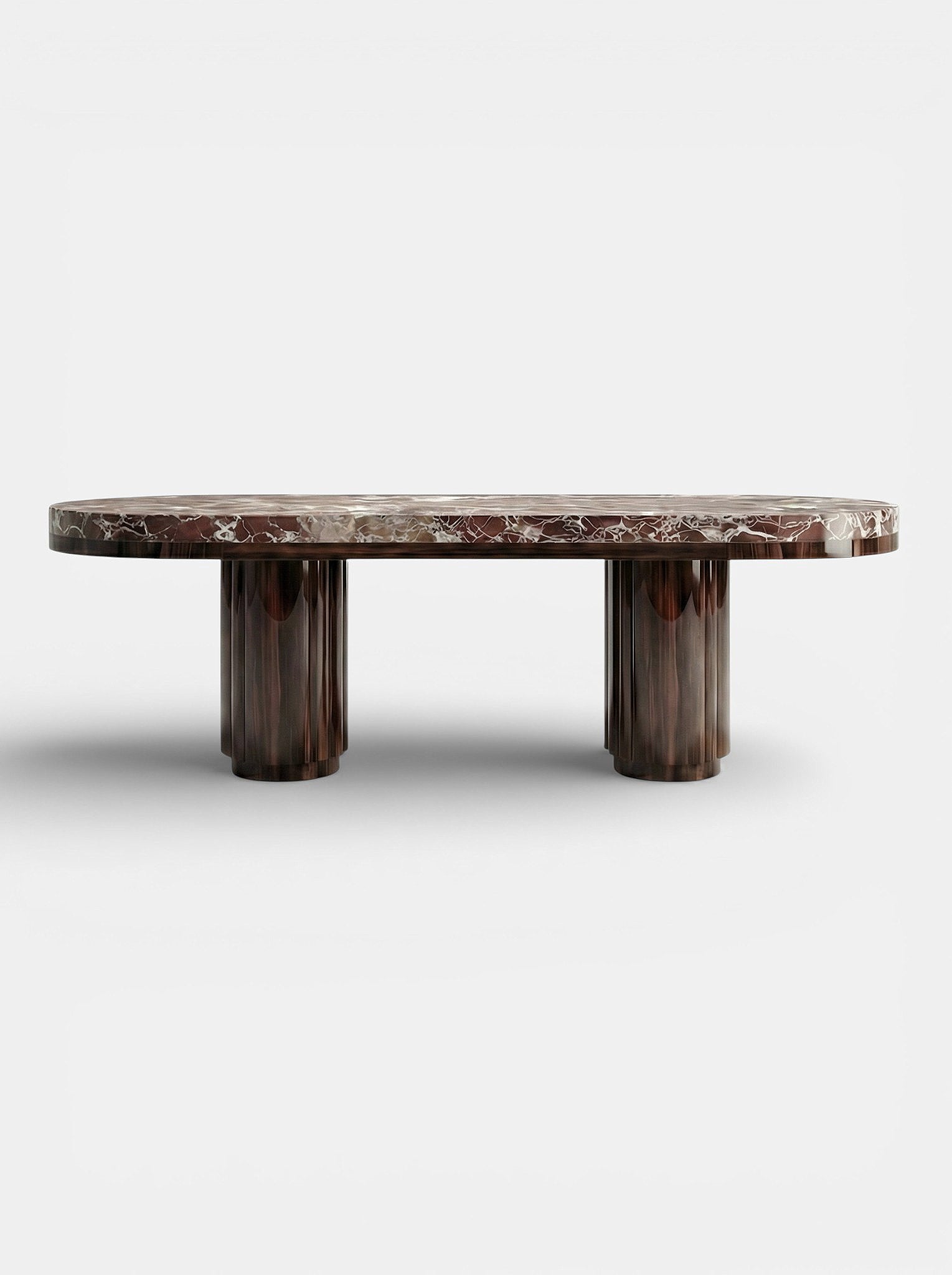 Mira Wood And Rosso Levanto Marble Dinning Table