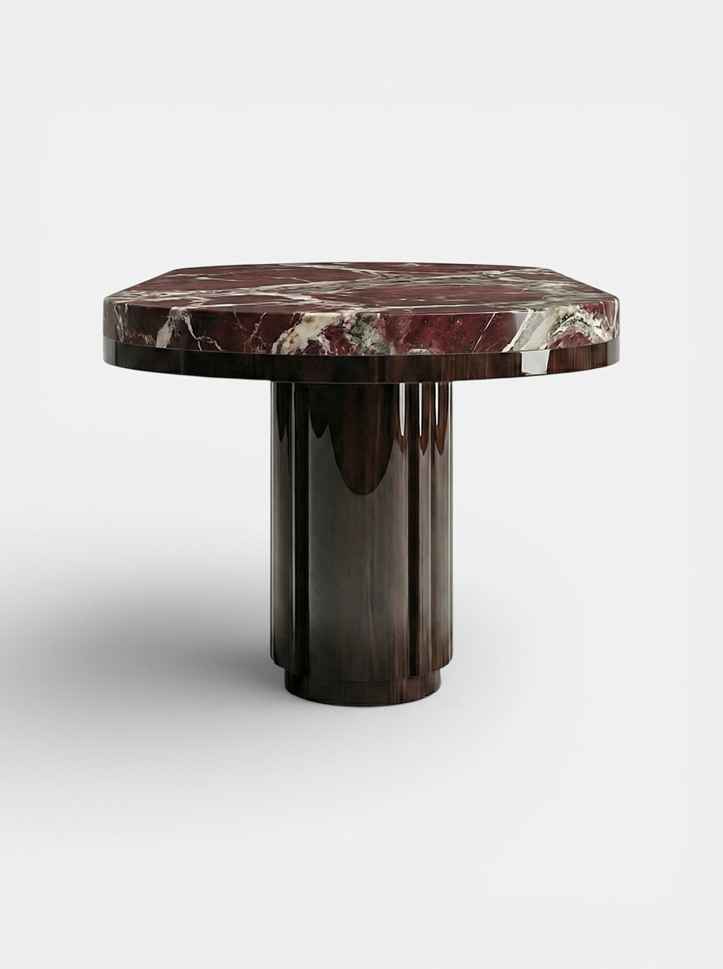 Mira Wood And Rosso Levanto Marble Dinning Table