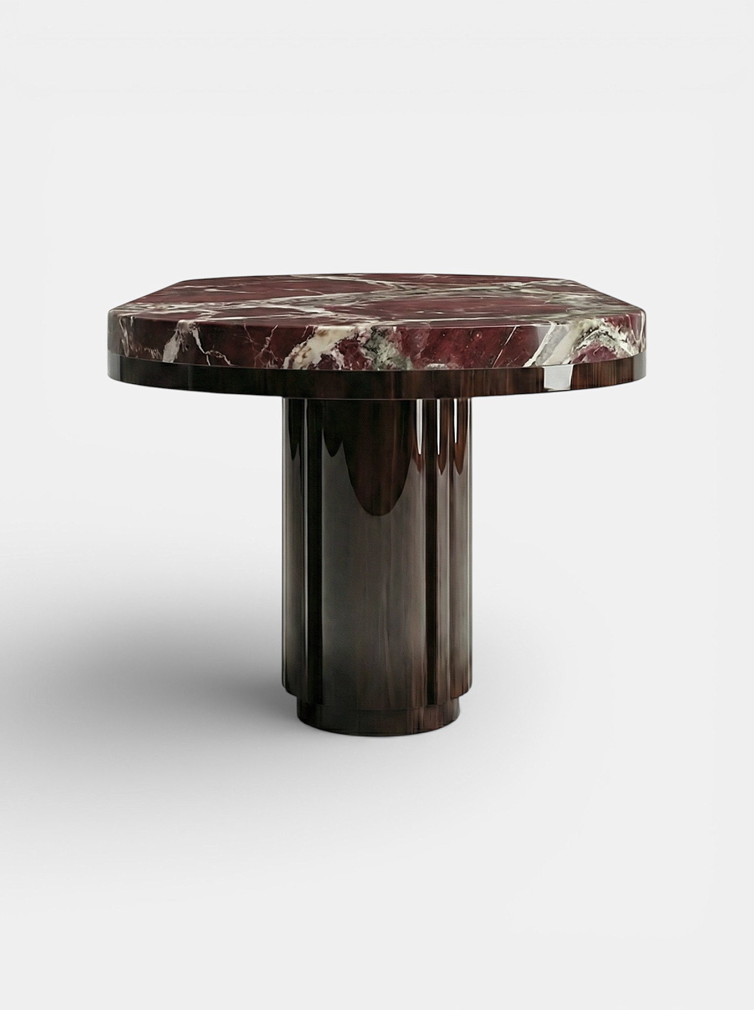 Mira Wood And Rosso Levanto Marble Dinning Table