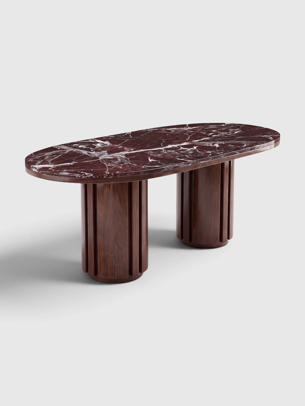 Mira Wood And Rosso Levanto Marble Dining Table