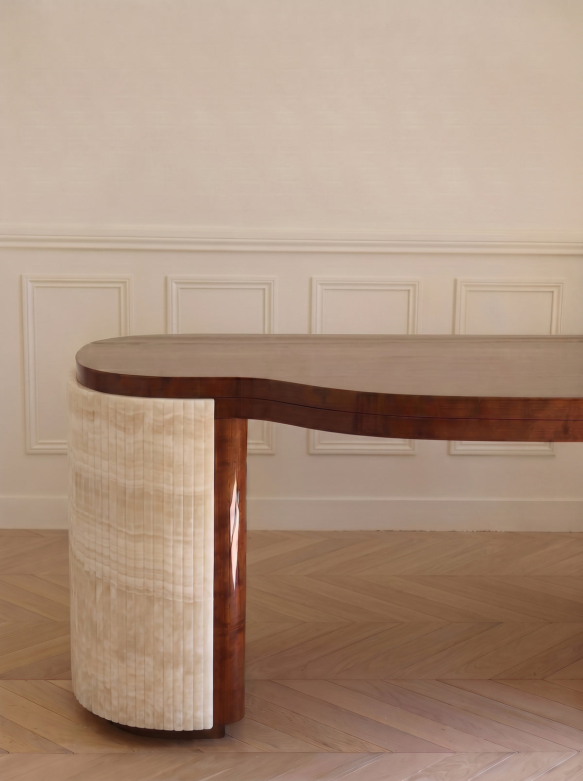 Moka Ivory Onyx And Wood Desk