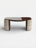 MARBERA Moka luxury desk in ivory onyx marble and wood - Italian crafted office furniture design