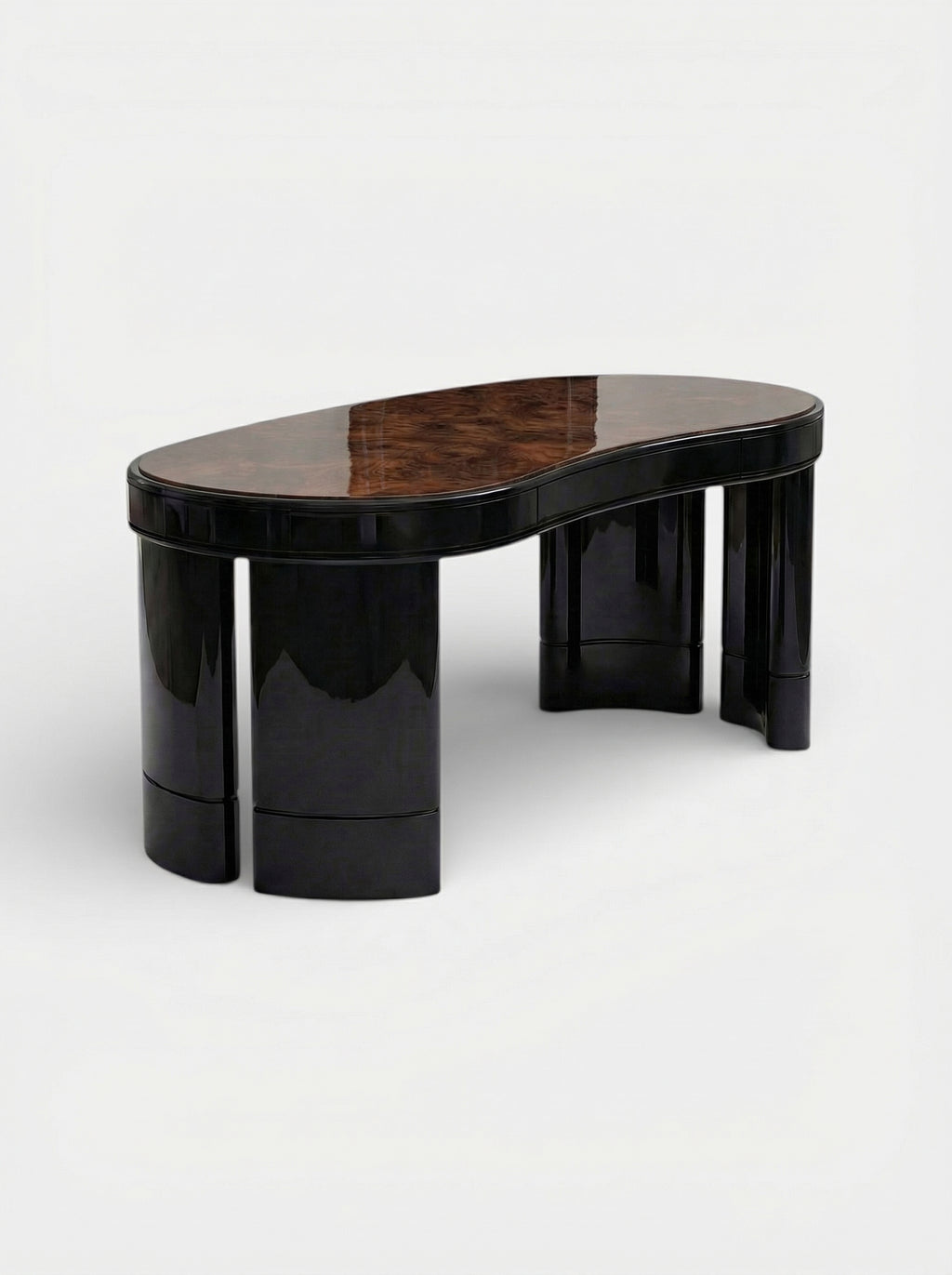 MARBERA Nicola black marble and burl wood desk - Italian luxury office furniture detailed view
