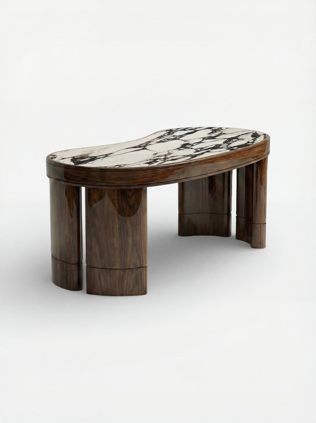 MARBERA Nicola Calacatta Marble Wood Desk Italian Luxury