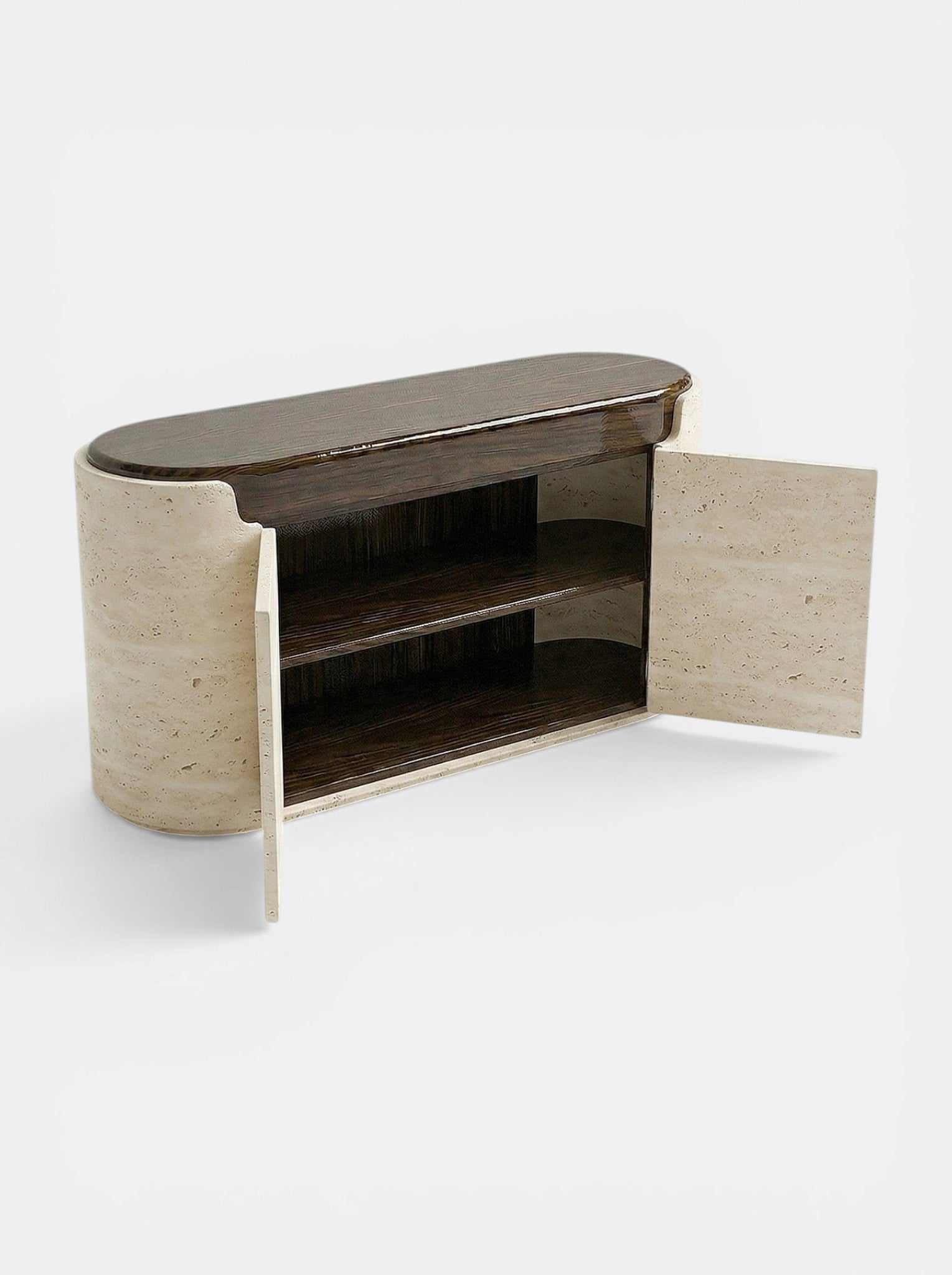 Nori Storage Wood And Travertine