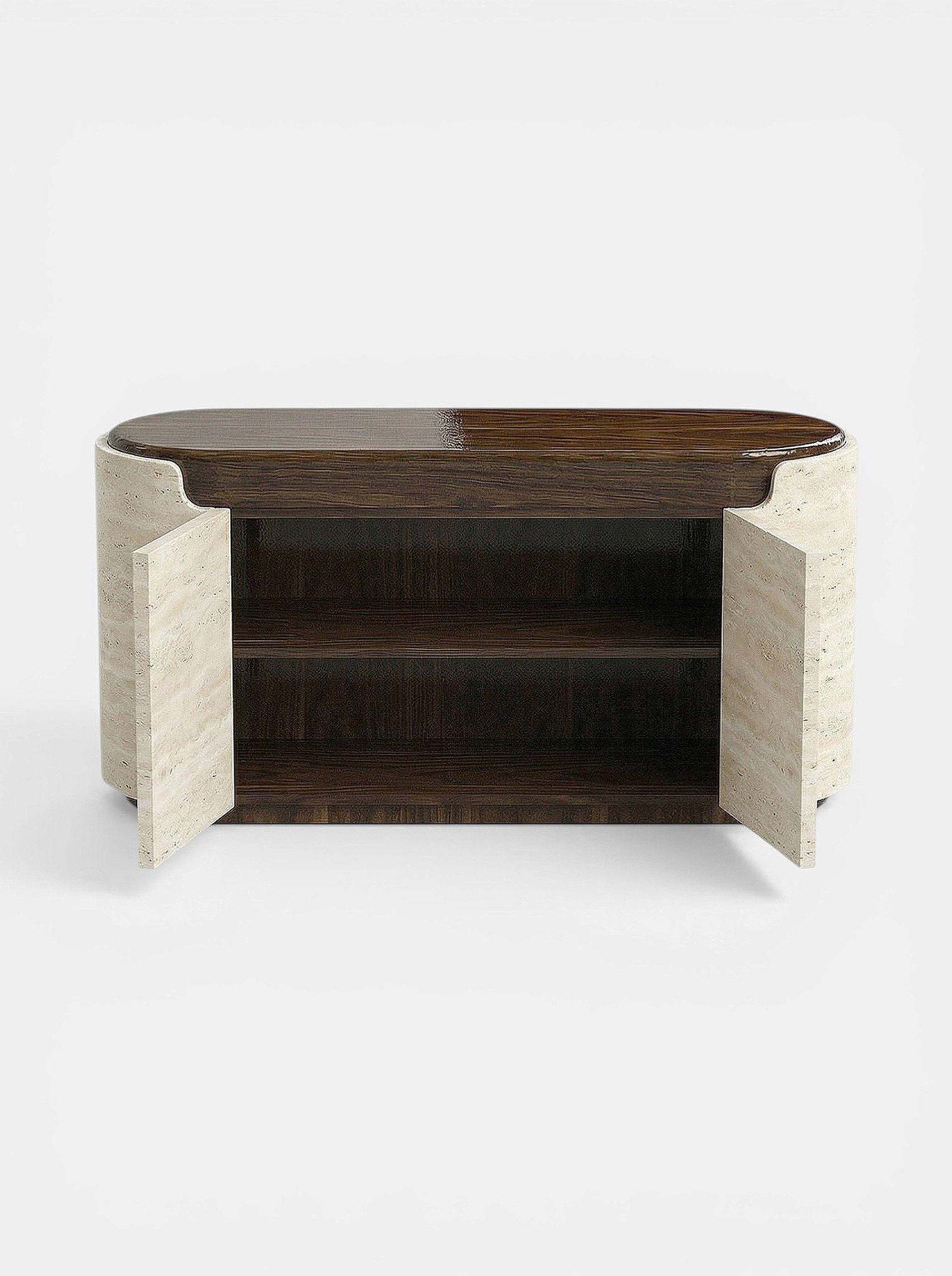 Nori Storage Wood And Travertine