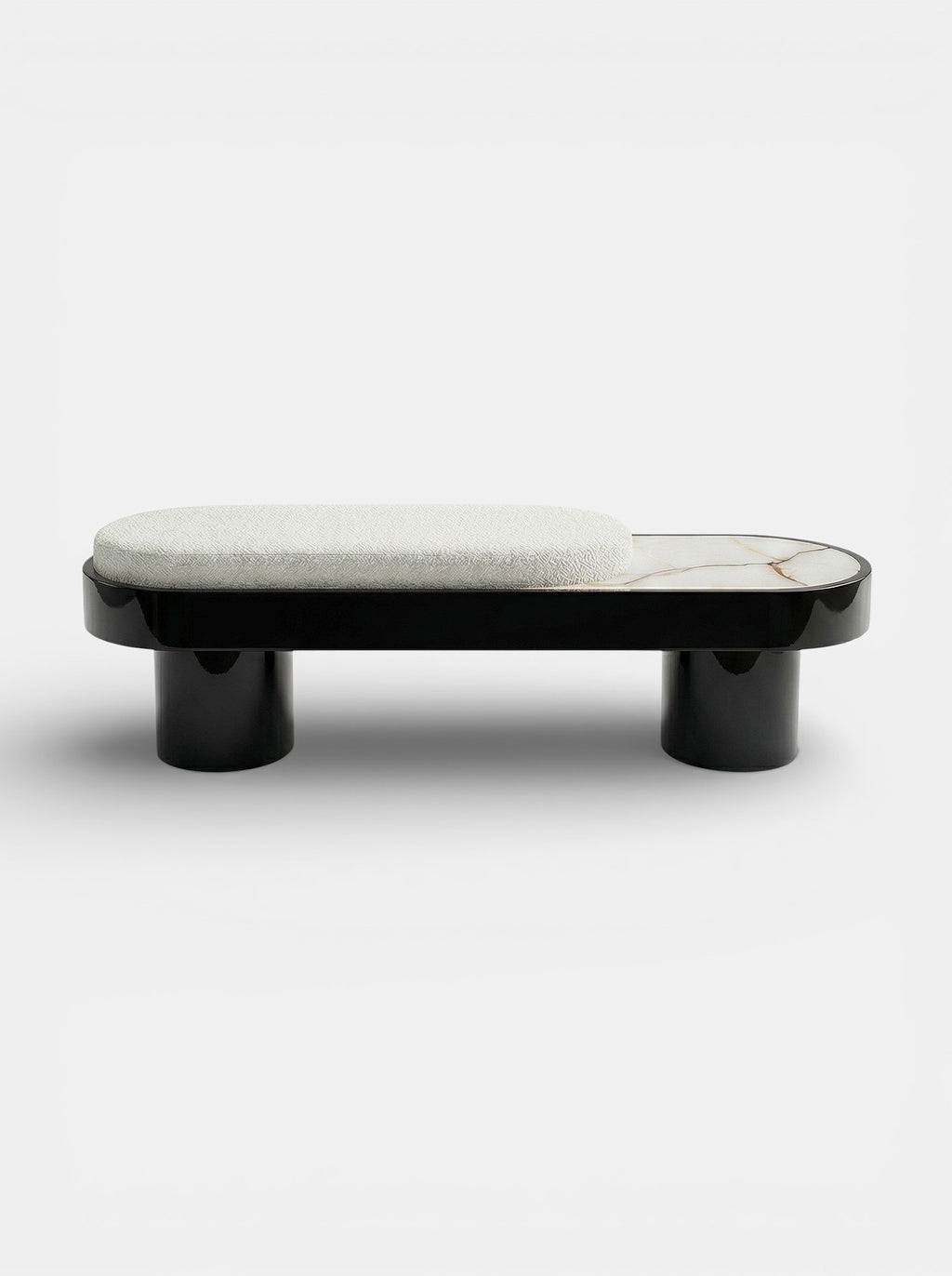 Noto Black Lacquered Wood With Shell Onyx Bench