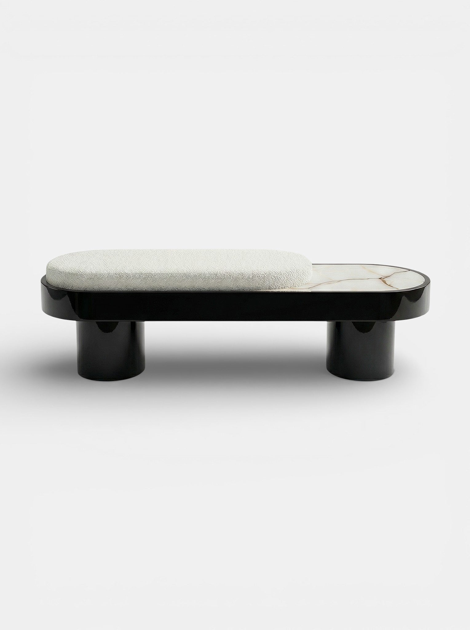 Noto Black Lacquered Wood With Shell Onyx Bench