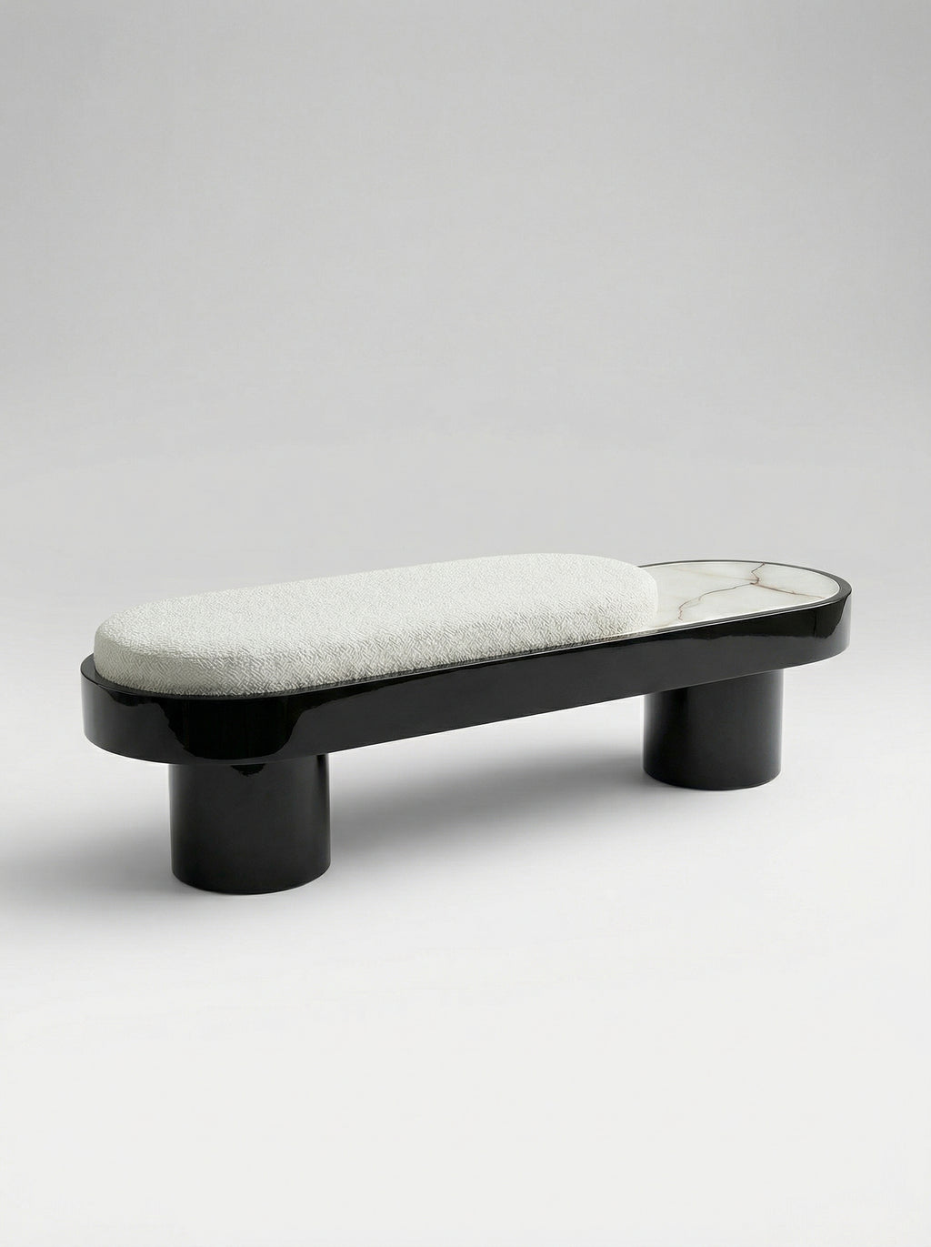 Noto Black Lacquered Wood With Shell Onyx Bench