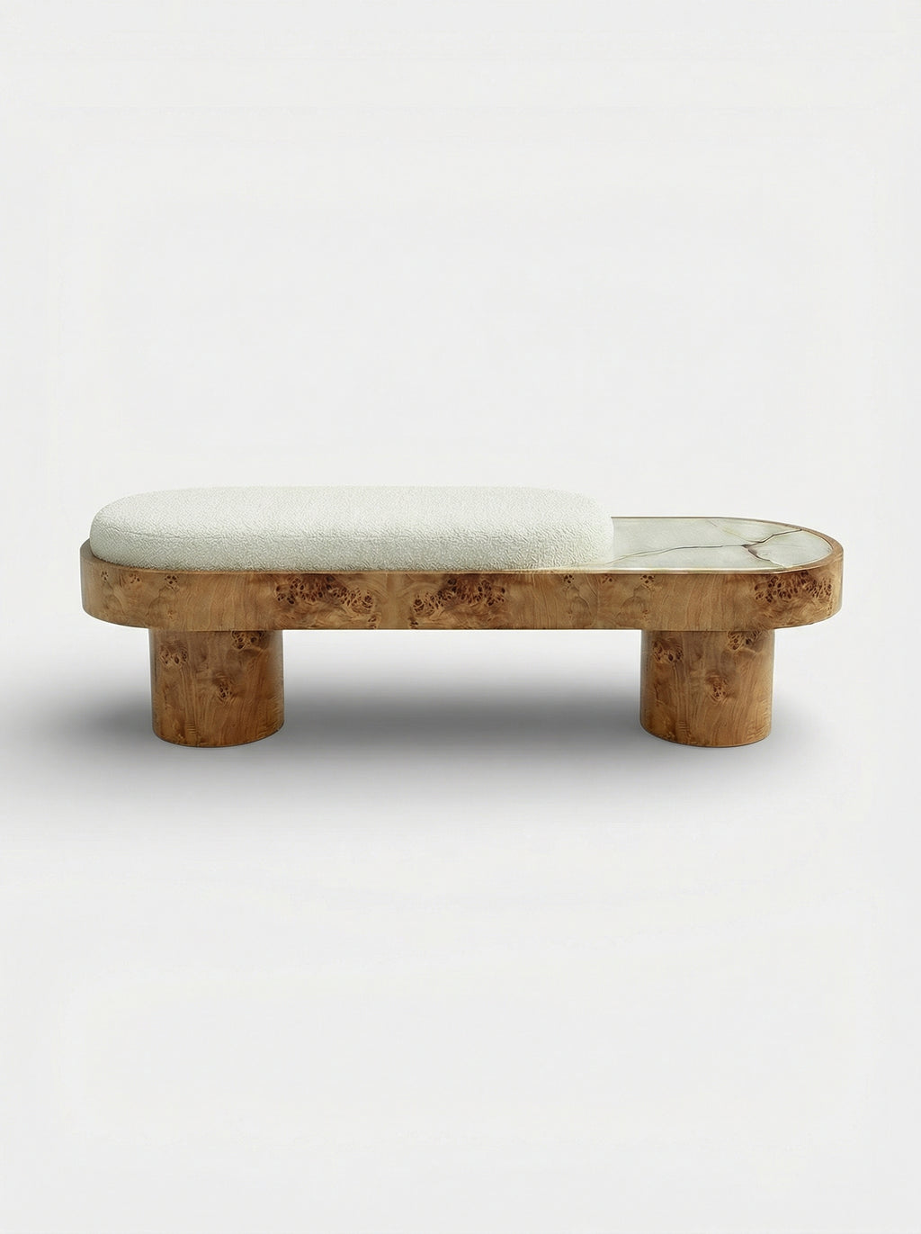 Noto Burl Wood And Shell Onyx Bench