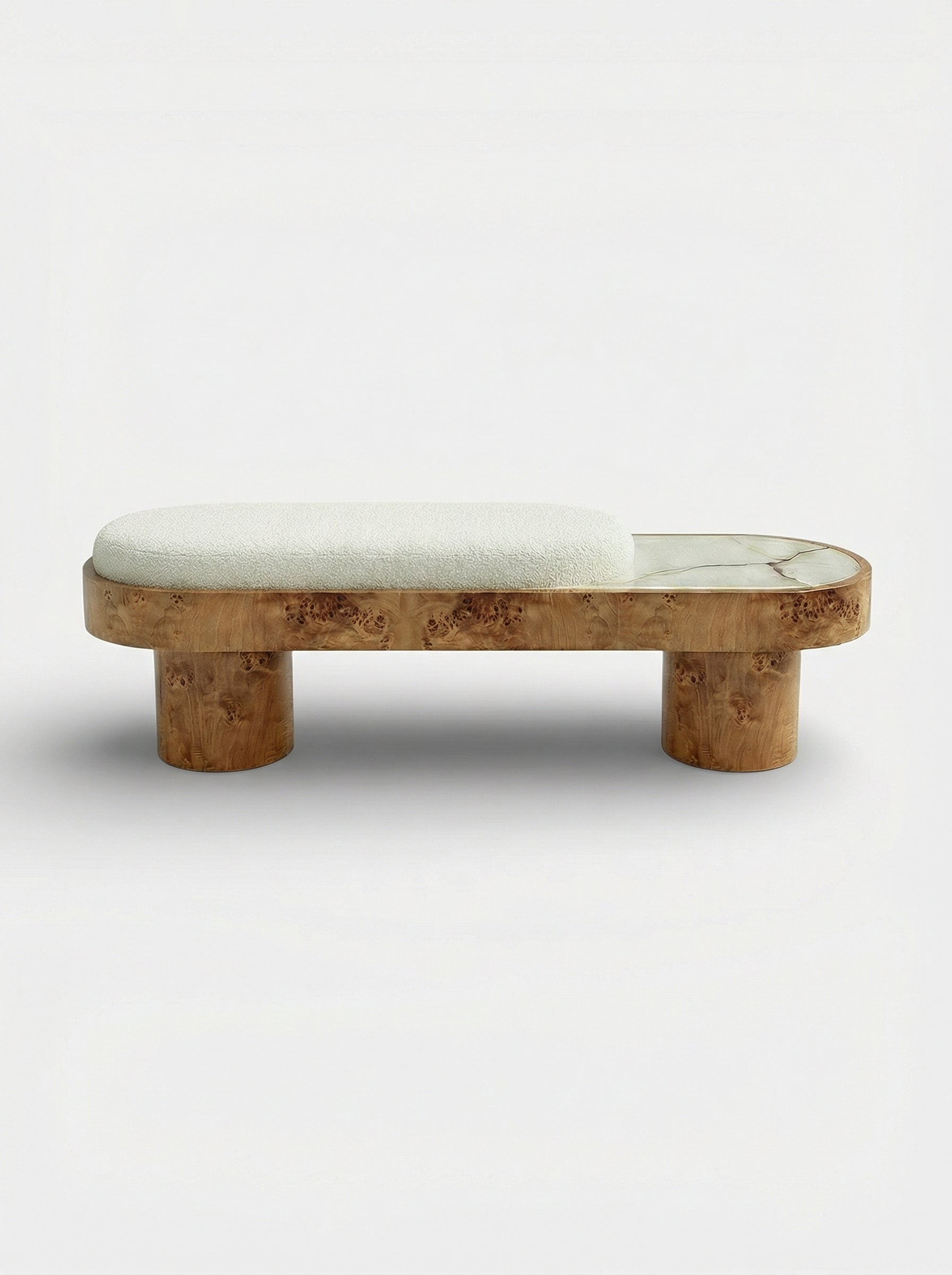 Noto Burl Wood And Shell Onyx Bench