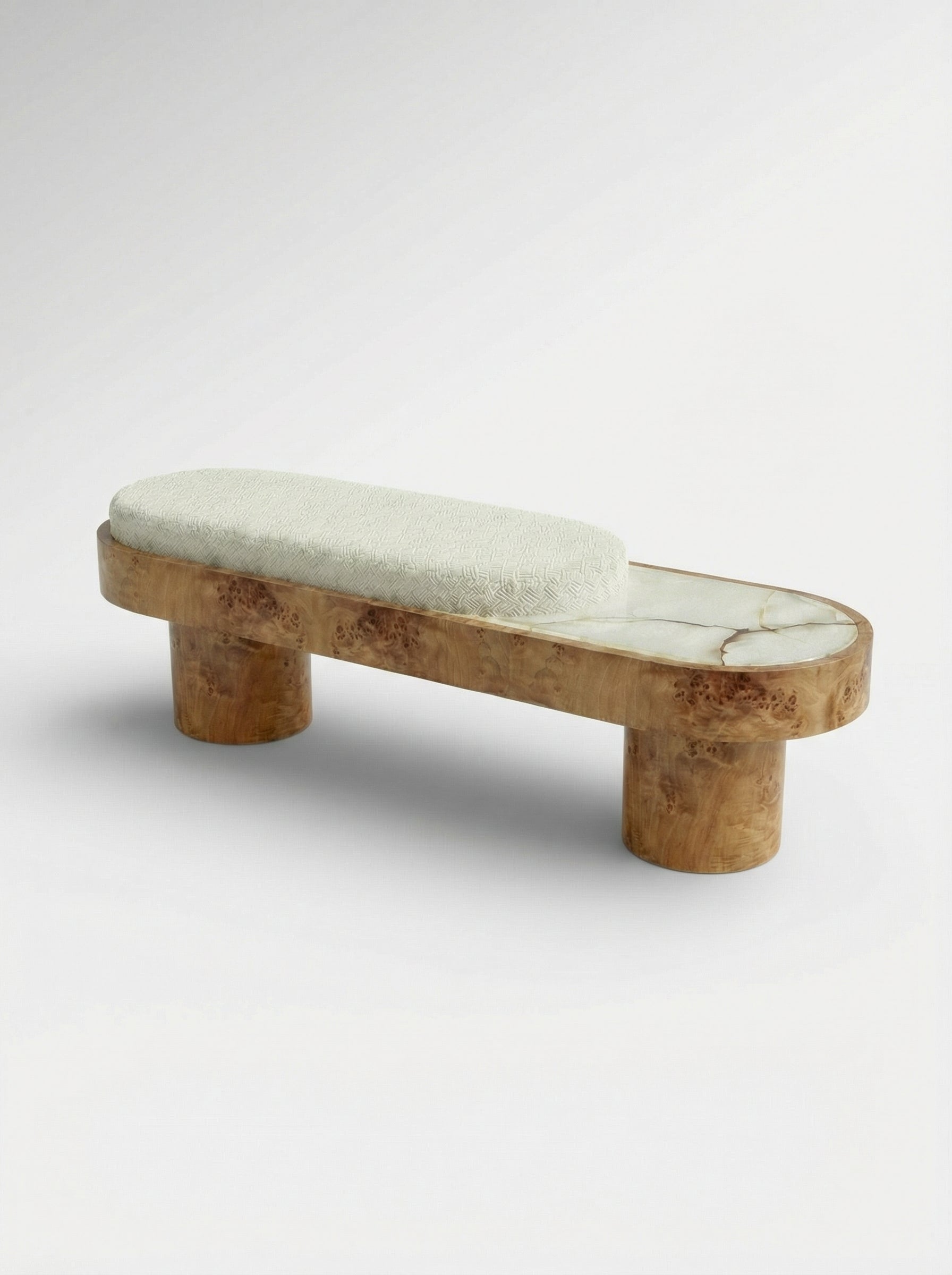 Noto Burl Wood And Shell Onyx Bench