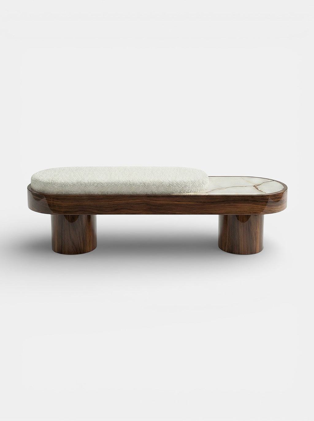 Noto Glossy Wood With Shell Onyx Bench