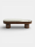 Noto Glossy Wood With Shell Onyx Bench