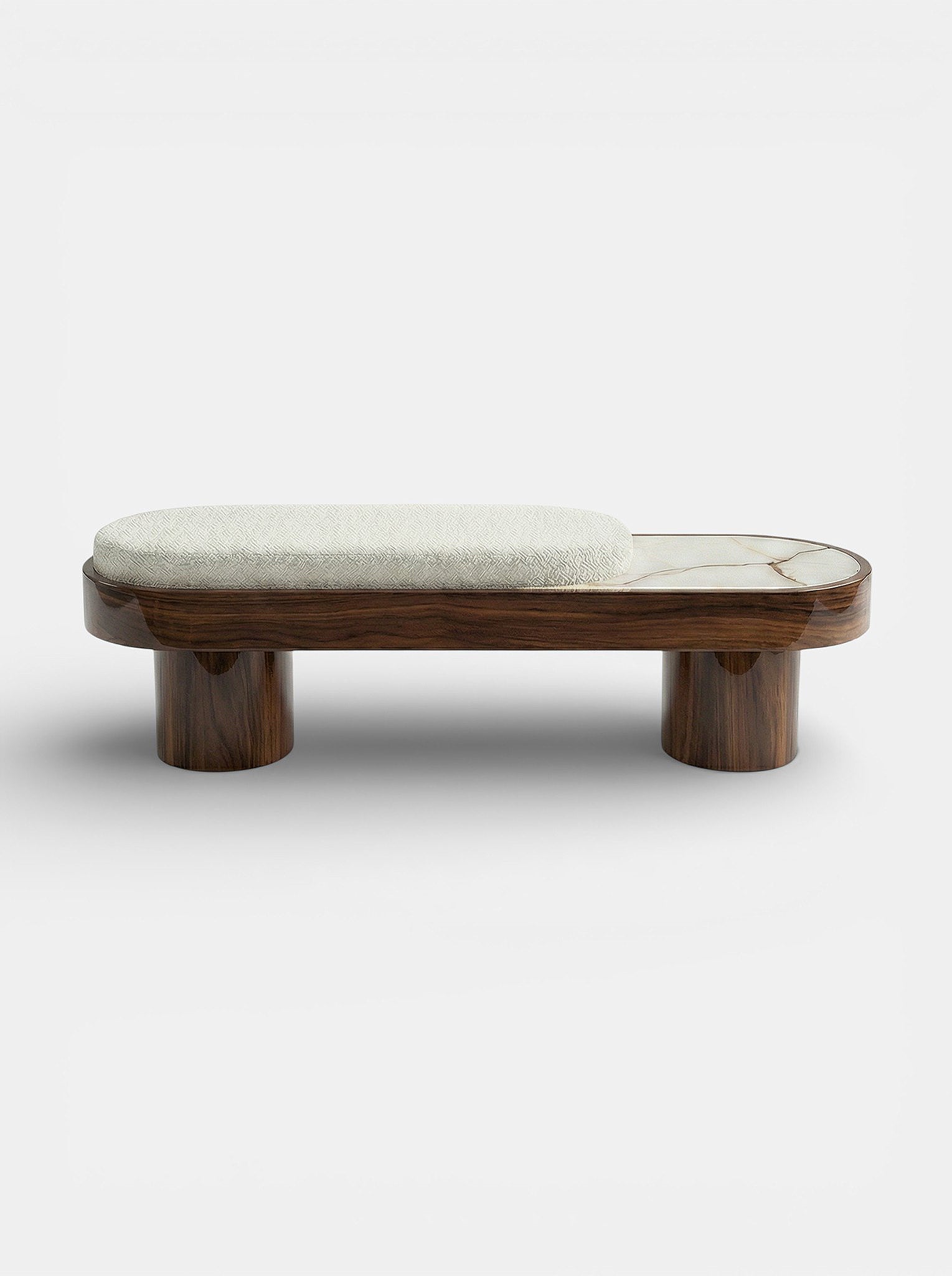 Noto Glossy Wood With Shell Onyx Bench