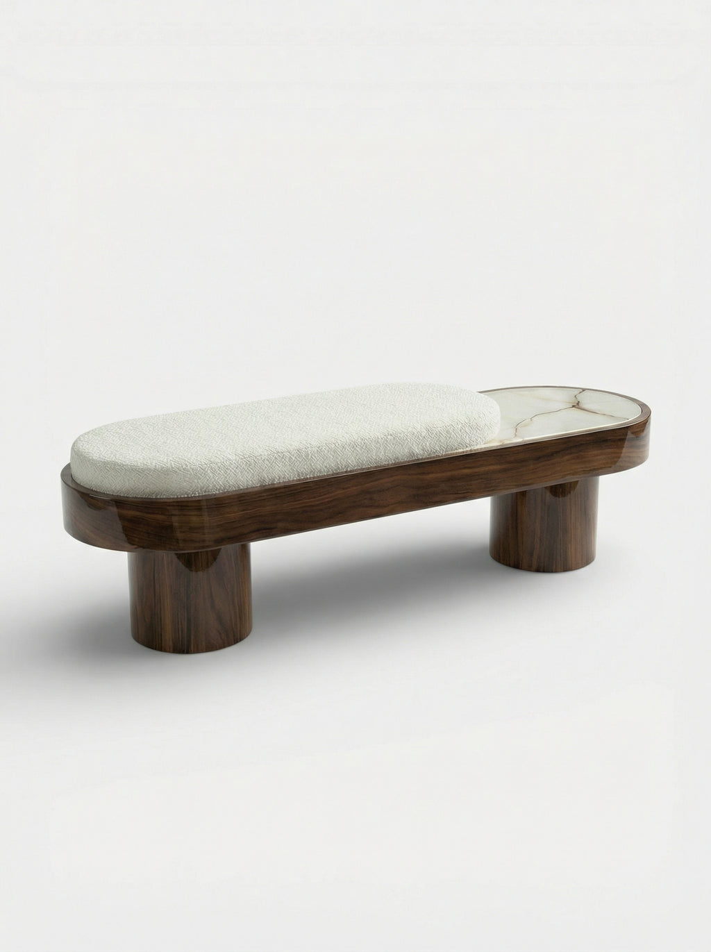 Noto Glossy Wood With Shell Onyx Bench