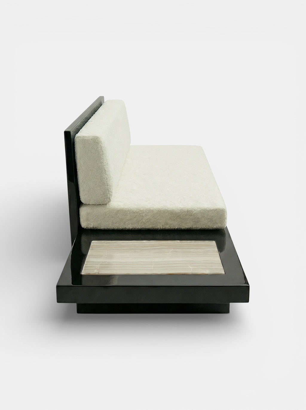 Sophisticated Phoebe bench black ivory onyx stone - luxury Italian marble furniture alternate angle