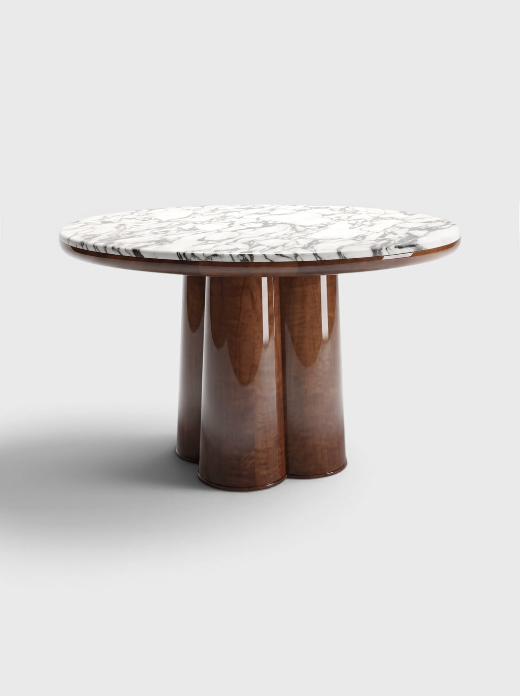 Poli Glossy Wood And Calacatta Viola Dining Table