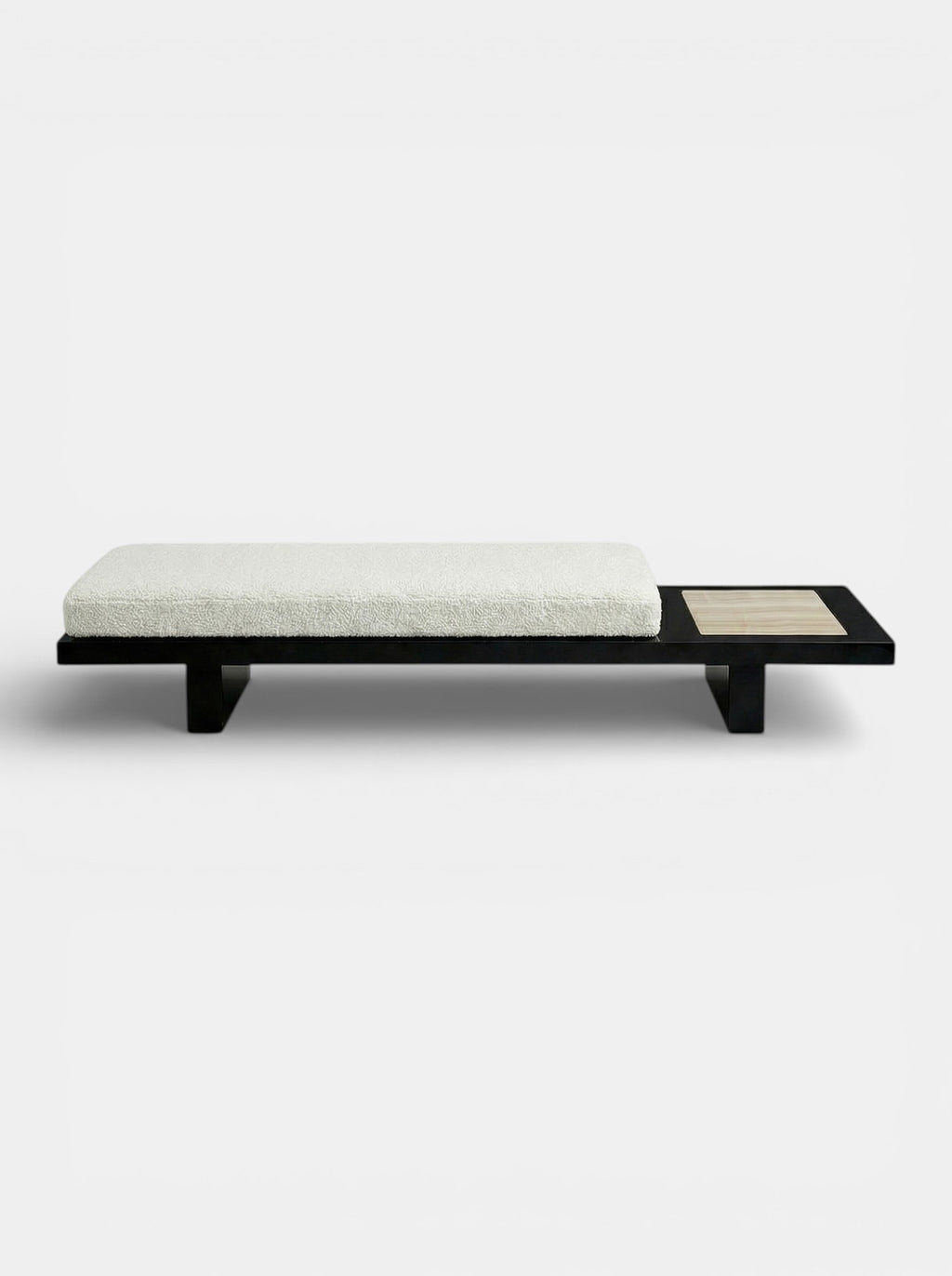 Luxury Sybille bench in black and ivory onyx marble with contrasting veins - Italian crafted statement piece
