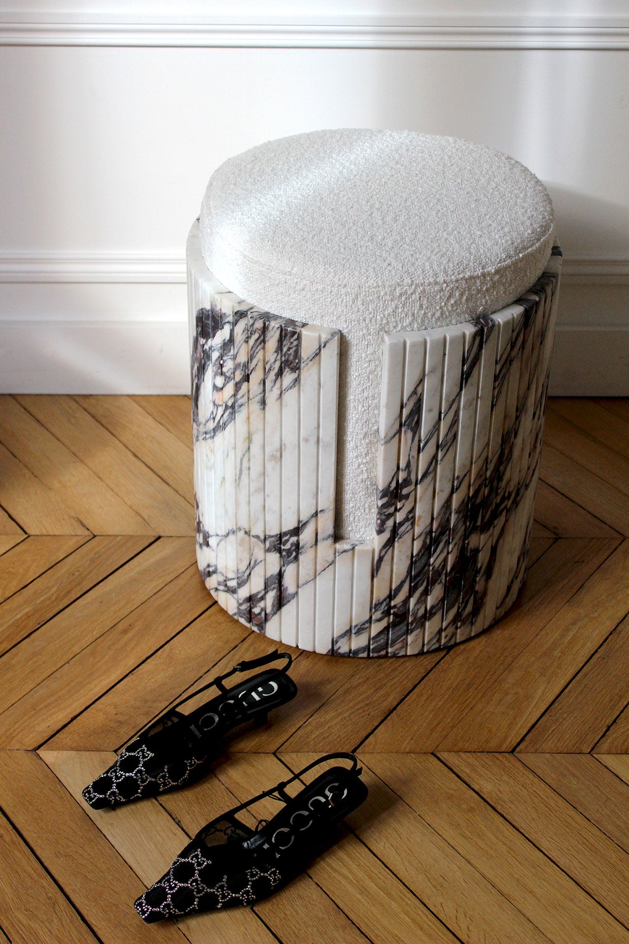 Calacatta Viola Marble Dolce Stool